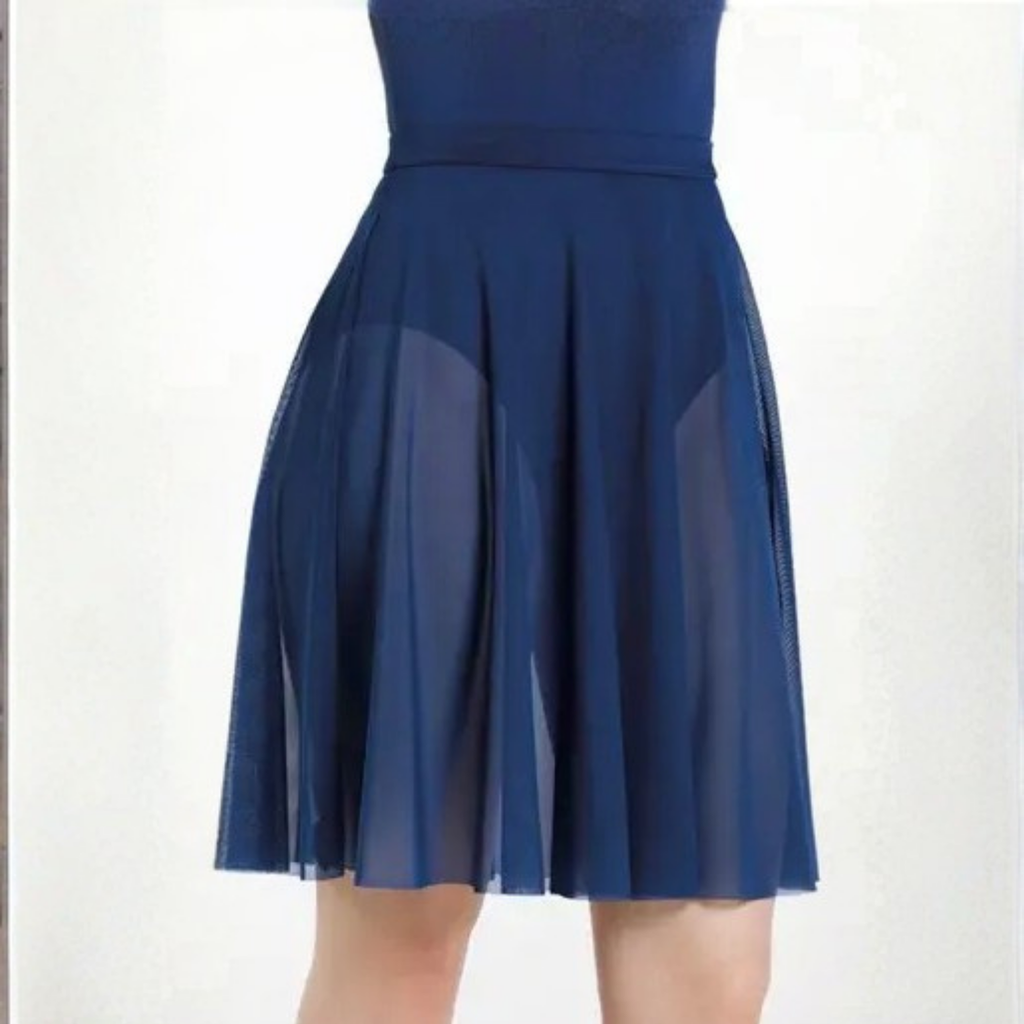 Balera Adult S12777 Mesh Circle Skirt navy.