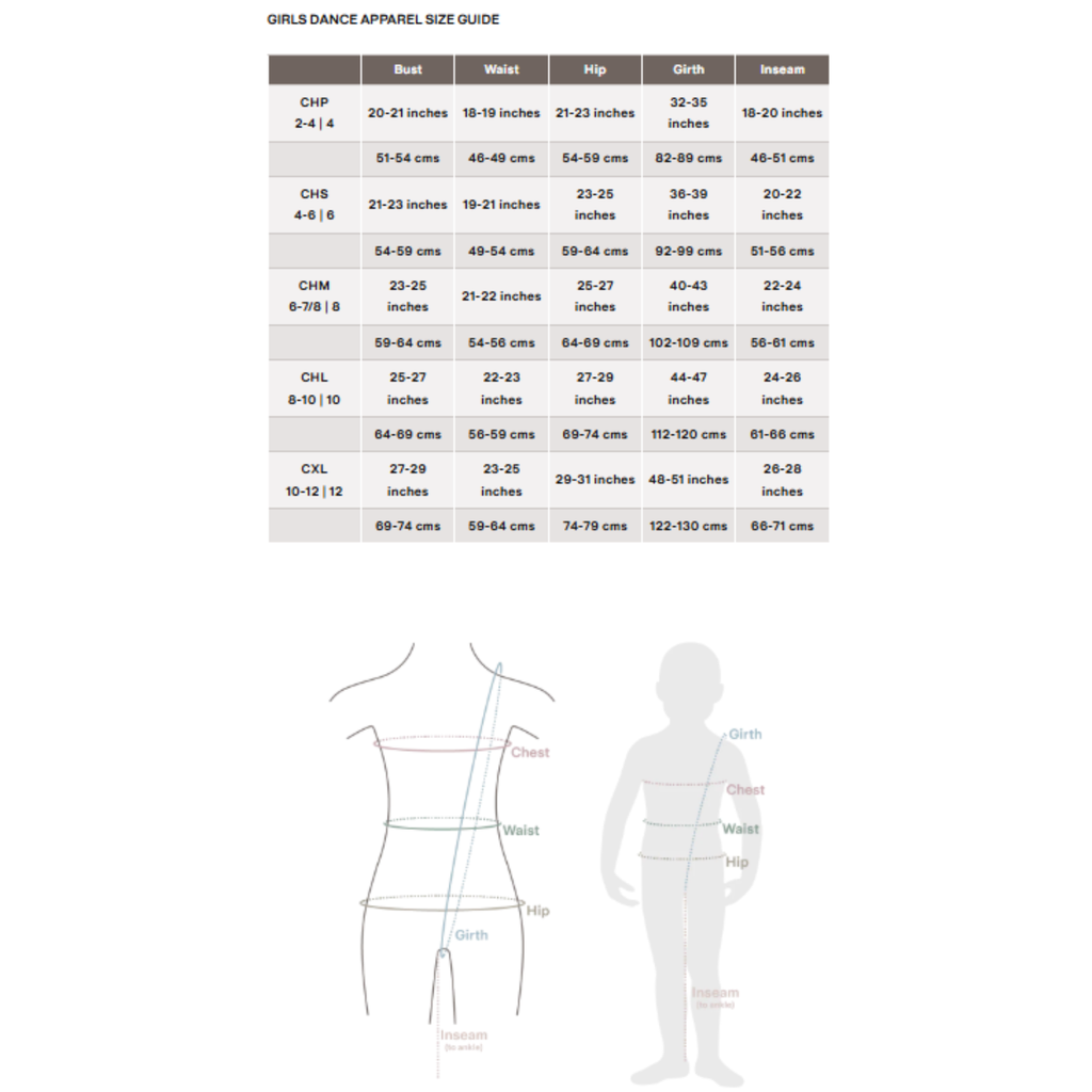 Bloch Girls Size Chart
