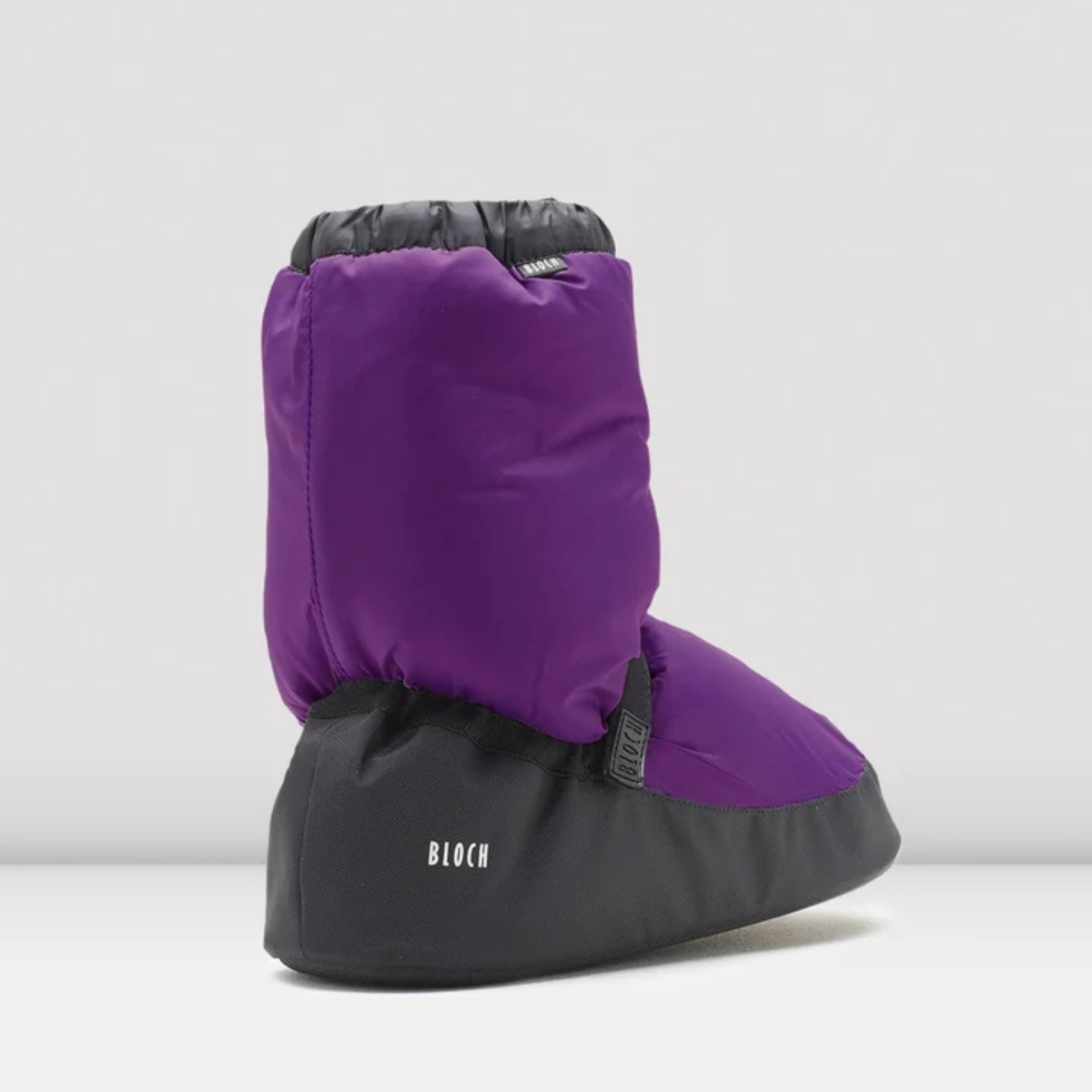 Bloch IM009 Adult Warm Up Booties, Purple Nylon, Velcro strap, rubber sole.