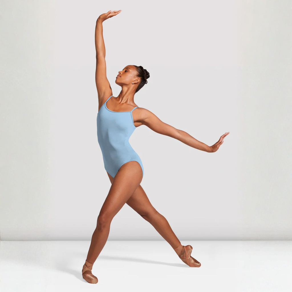Bloch L5607 Ladies Nejor Camisole Leotard. Front Pastel blue with subtle scoop neck.