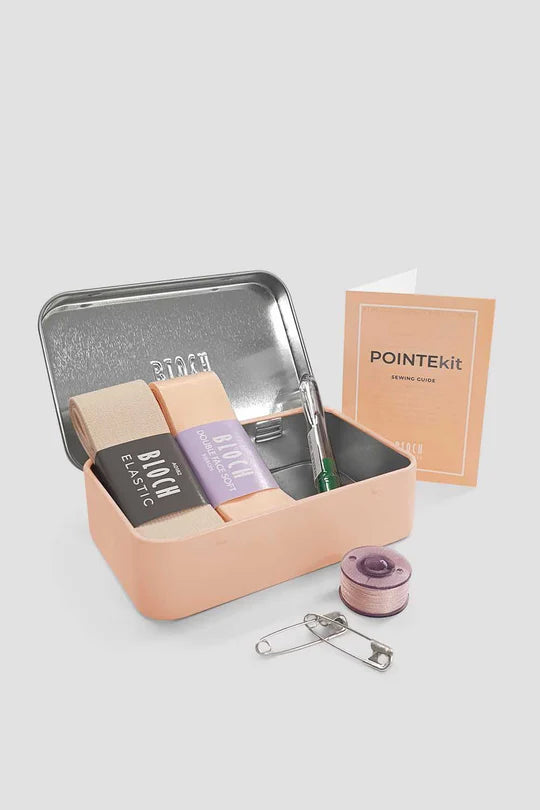Bloch A0524 Classic Ribbon Kit. Includes double-faced soft satin ribbon (non-stretch), wide thick elastic, a stitch remover, two safety pins and needle with pink thread for stitching.