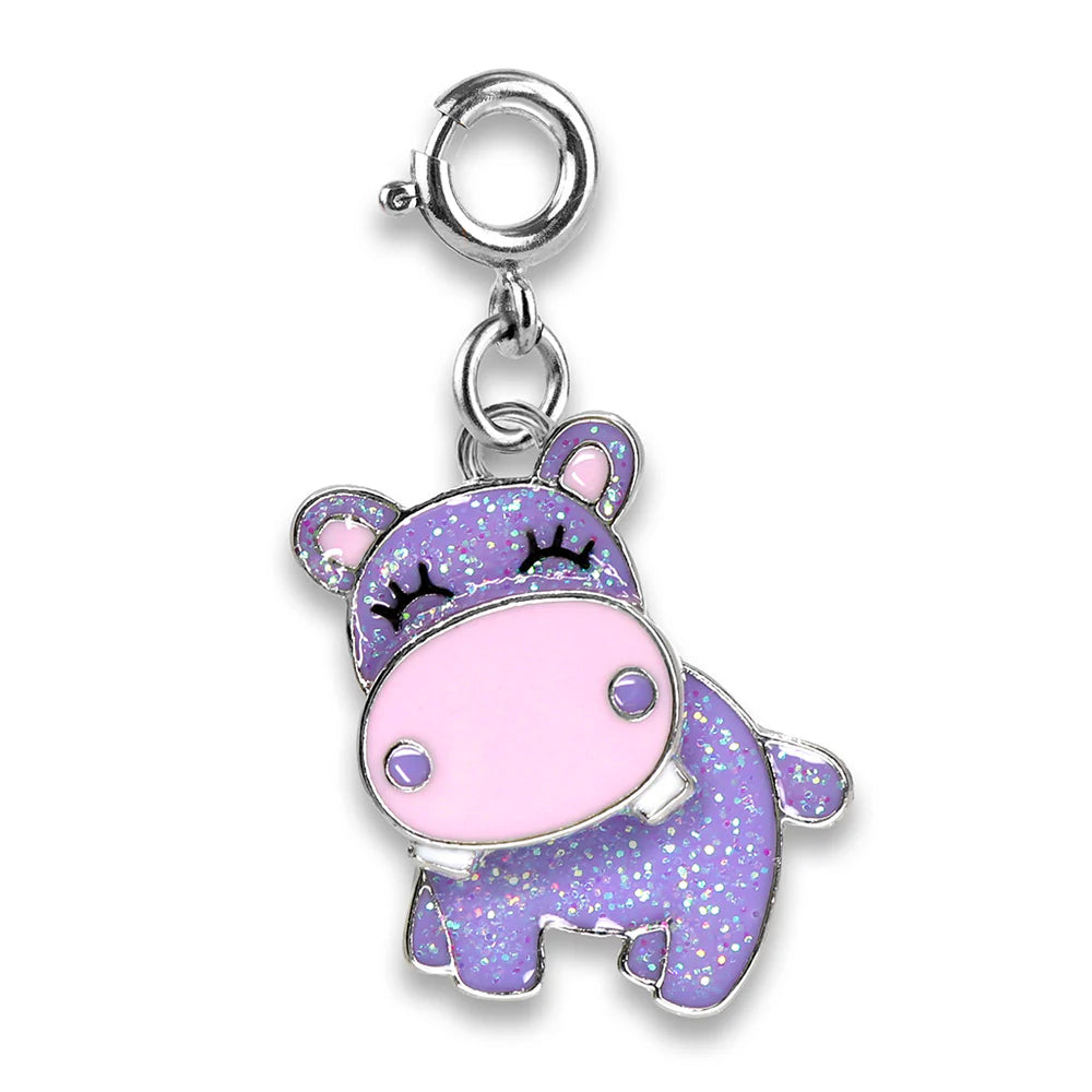 Purple Glitter Swivel Hippo Charm