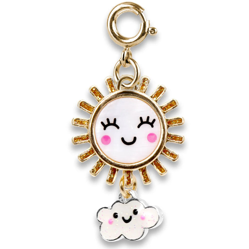 Sun and cloud charm with gold border charm