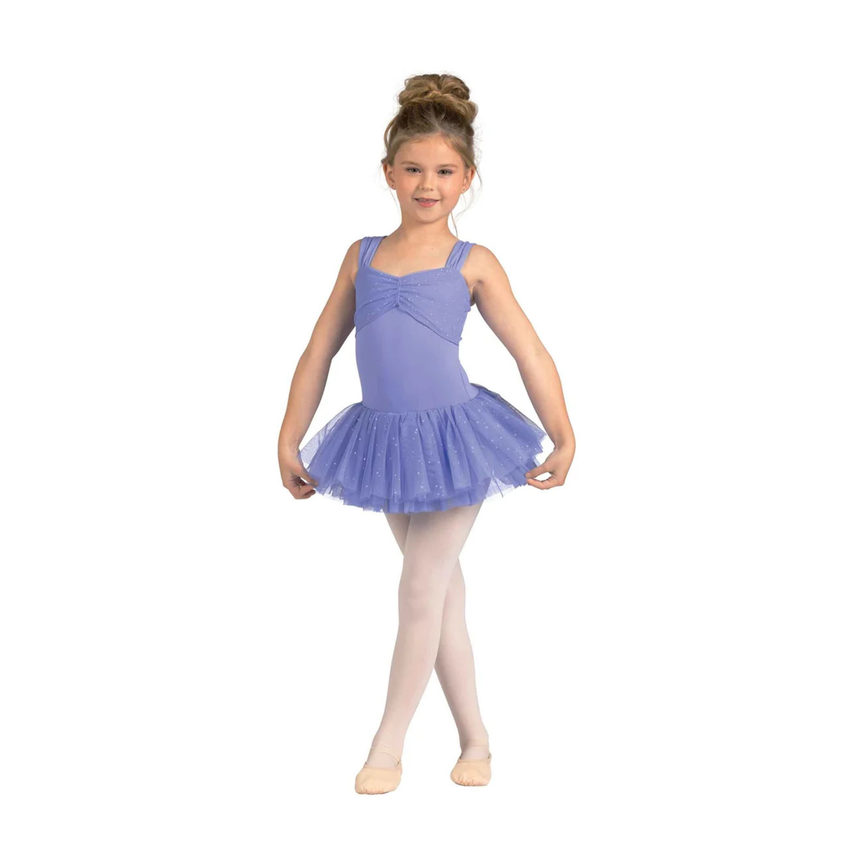 Danz N Motion 25200C Girls Mesh Overlay Sparkle Dress purple Tutu.