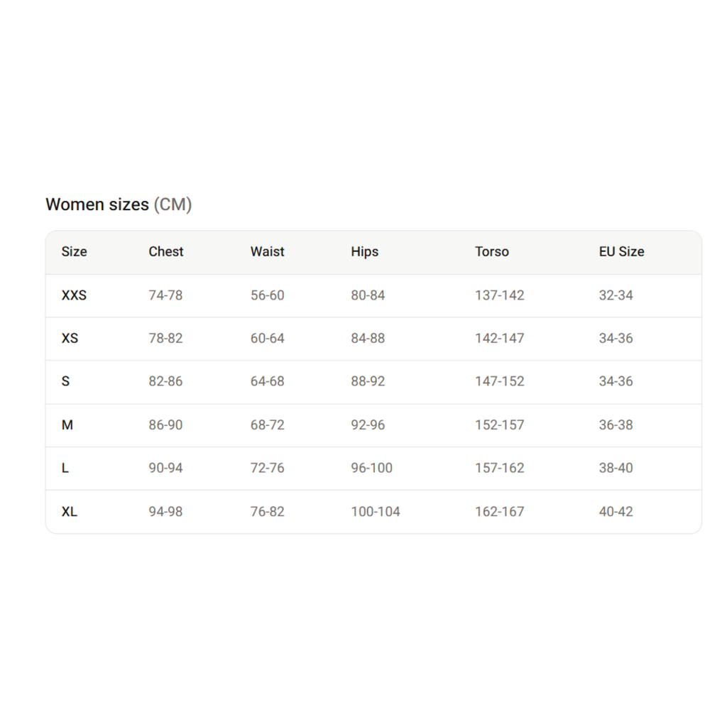 Lulli Adult Size Chart
