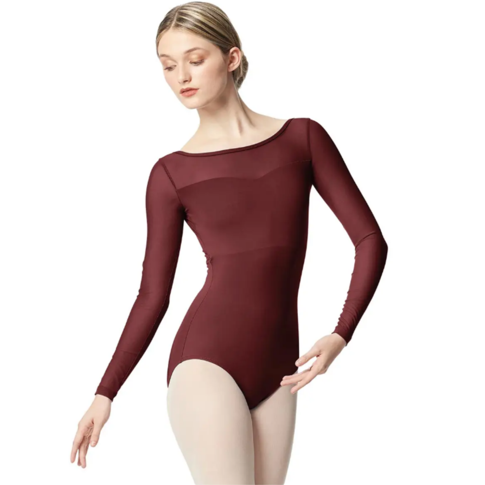 Lulli Adult Large LUB347 Burgundy Mesh Lada Long Sleeve Leotard